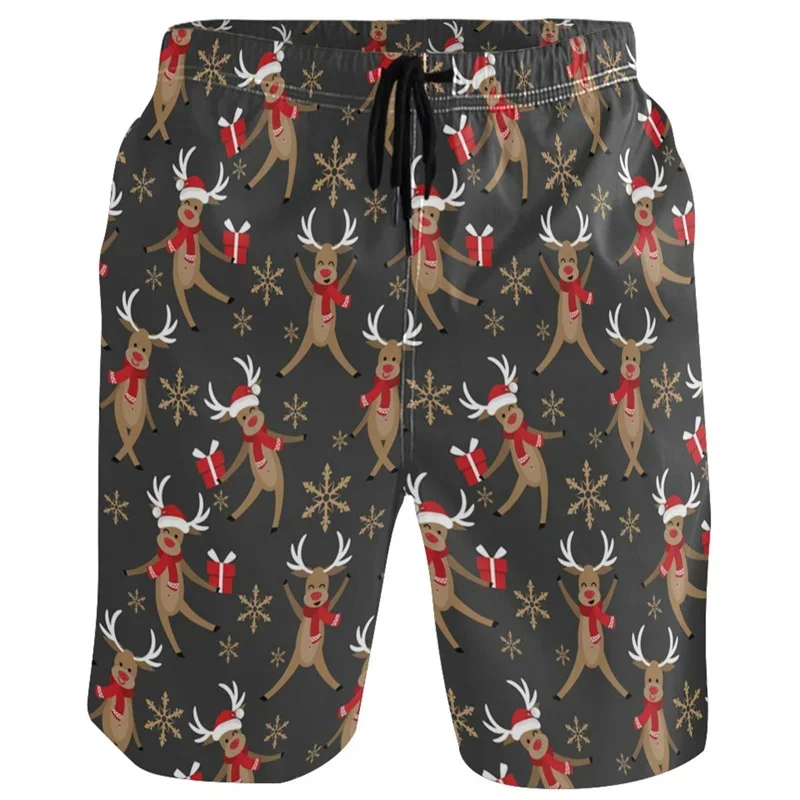 Cartoon Lucky Clover Pattern Short Pants Men Animal Ice Cream 3D Print Board Shorts Summer Casual Hawaii Beach Surf Swim Trunks