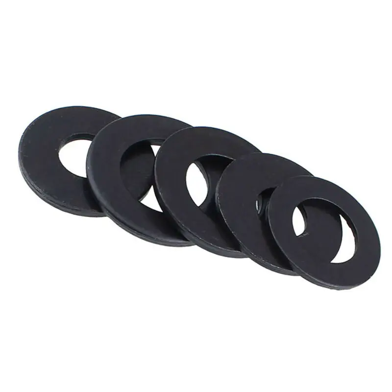 Flat Washers M2 M2.5 M3 M4 M5 M6 M8 M10 M12-M27 Black Flat Pad Spacer Gasket Grade 8.8 Carbon Steel