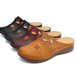 Women Slippers 2024 New Summer Flat Round Toe Sandals Retro Comfy Mary Jane Shoes Slippers Women Casual Comfortable Slides Women
