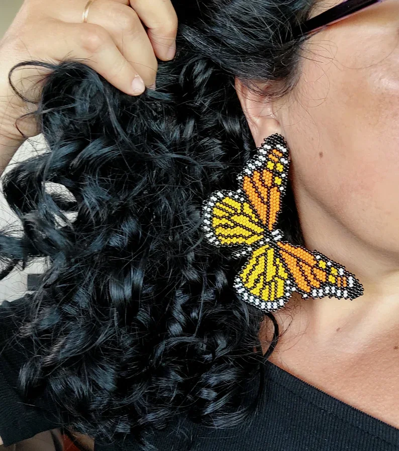 ZGMXR Rice bead earrings Original The eagle Pattern Bohemia bird Colorful Hand-woven Alloy Fashion Tassel Beaded earrings view 3