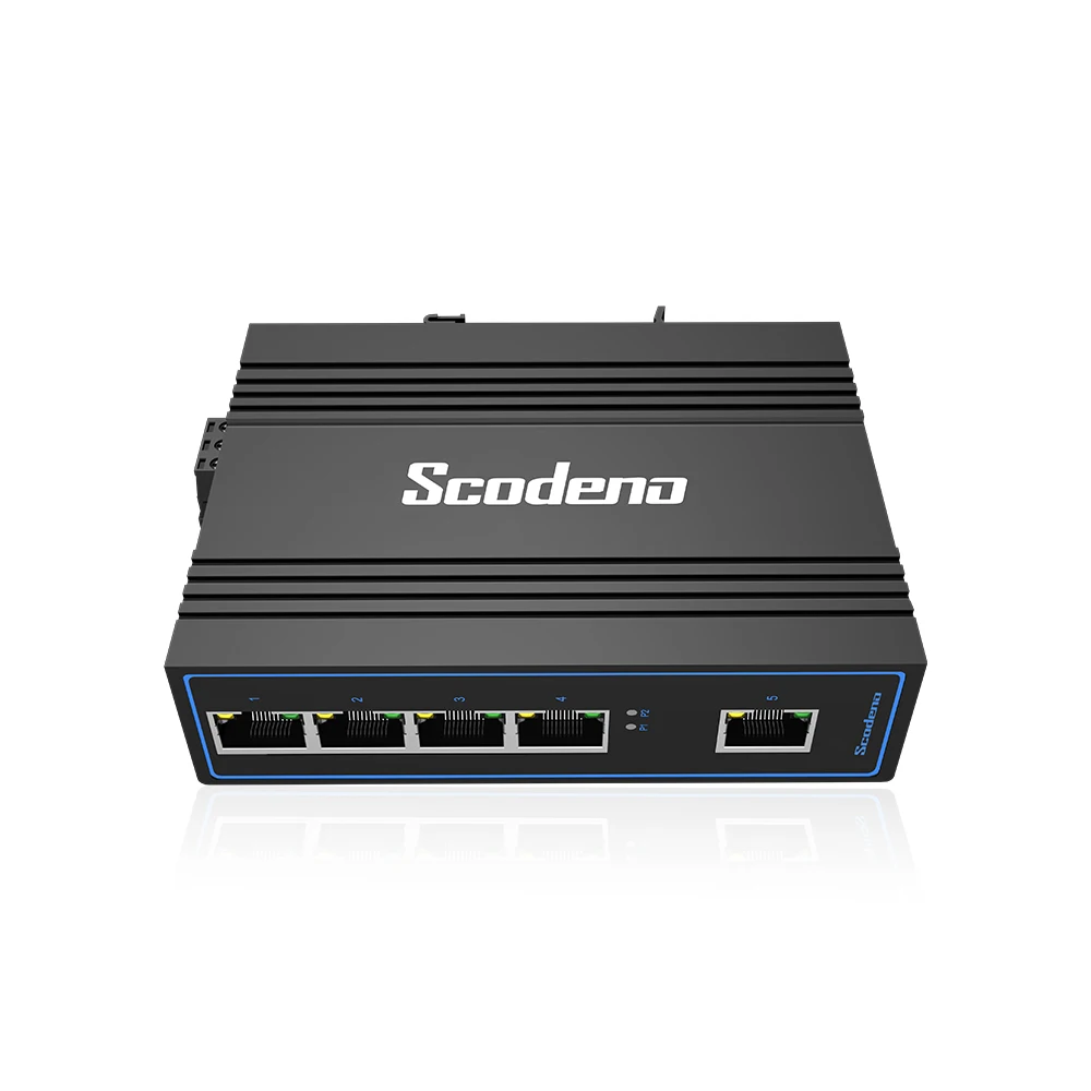 산업용 5포트 10/100Mbps 이더넷 스위치 |   견고한 금속 하우징 |   DIN 레일 마운트 |   넓은 온도 범위