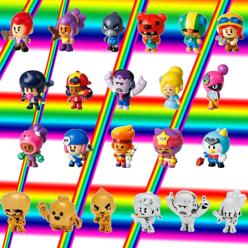 Figuras de Anime Originales del Modelo Mini Brawl-Stars, Decoración de Dibujos Animados, Muñecos de Moda de Personajes de Dibujos Animados, Regalos Coleccionables de Navidad