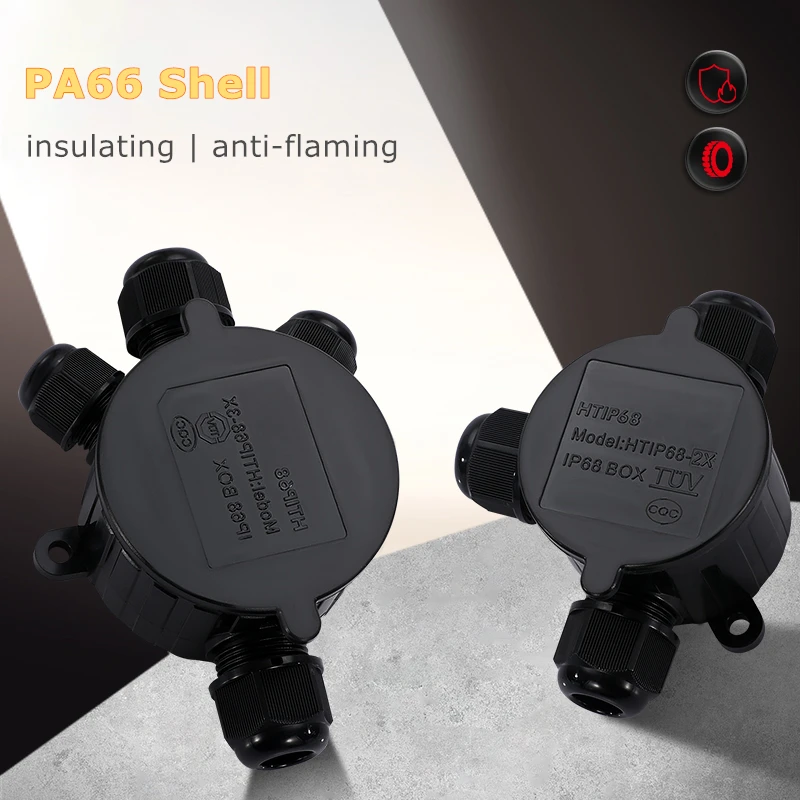 IP68 Outdoor Mini Electrical Juction Box Rround PA66 Plastic Black Enclosure Electricity Connections Case With Rotary Cover