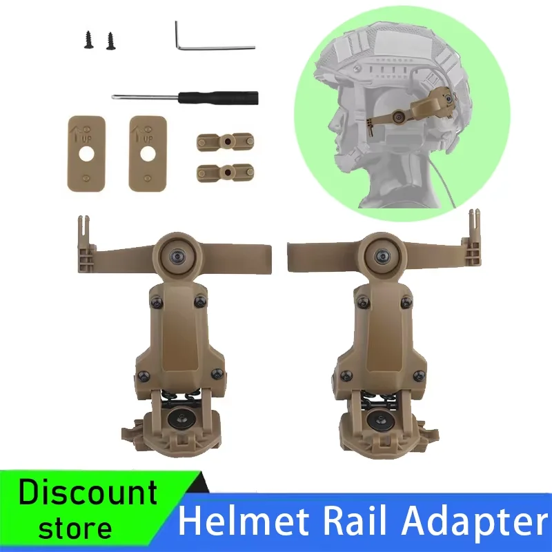 Taktische Kopfhörer-Schienenhalterung, Schalldämpfende Helm-Kopfhörerhalterung mit Mehrfach-Winkelverstellung und Rotationsadapter