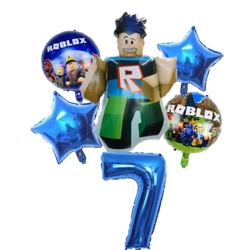 Dibujos animados Roblox-Juego de globos de dibujos animados de doble cara, decoración de fiesta de cumpleaños, número creativo, periférico