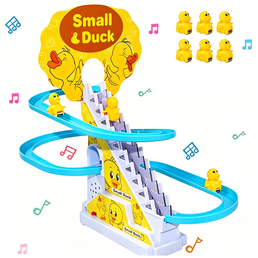Juguete Popular en el Extranjero: Pista de Escalada Automática para Patos 3+ con Tobogán Eléctrico Automático, Música Dinámica, Luces Intermitentes de Colores, Juguete Sensorial Educativo de Patos de Dibujos Animados para Niños Pequeños, Juego Interactivo para Aliviar el Estrés entre Padres e Hijos, Juguete de Patos Deslizantes Automáticos, Juego de Mesa para Interiores, Plástico ABS Seguro e Inodoro, Entrenamiento de Concentración, Estimulación Sensorial Visual, Escaleras Automáticas, Efectos de Sonido y Luz Duales, Pista de Bucle Multicapa, Regalo de Cumpleaños, Regalo Festivo