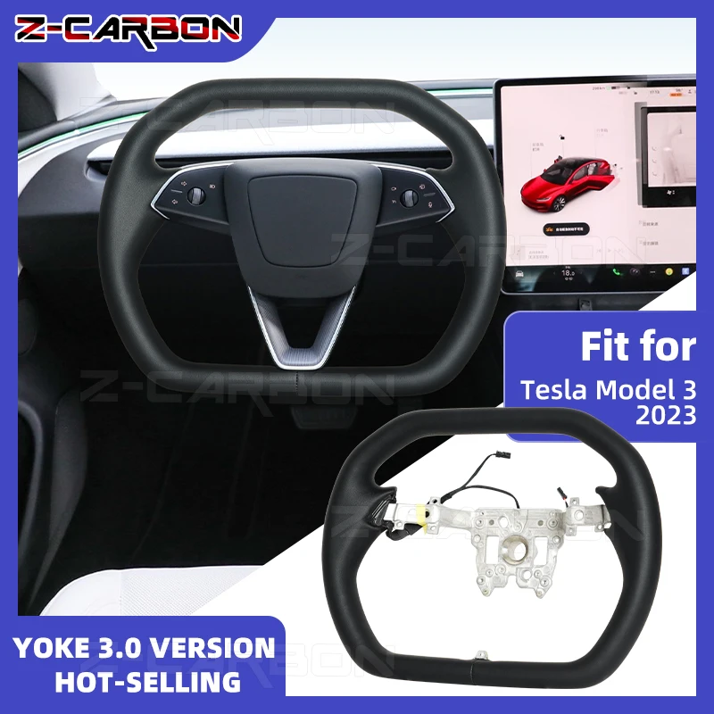 

Full Leather Racing Heating Steering Wheel For Tesla Model 3 Highland 2024 2025 Steering Wheel Customized Accessories