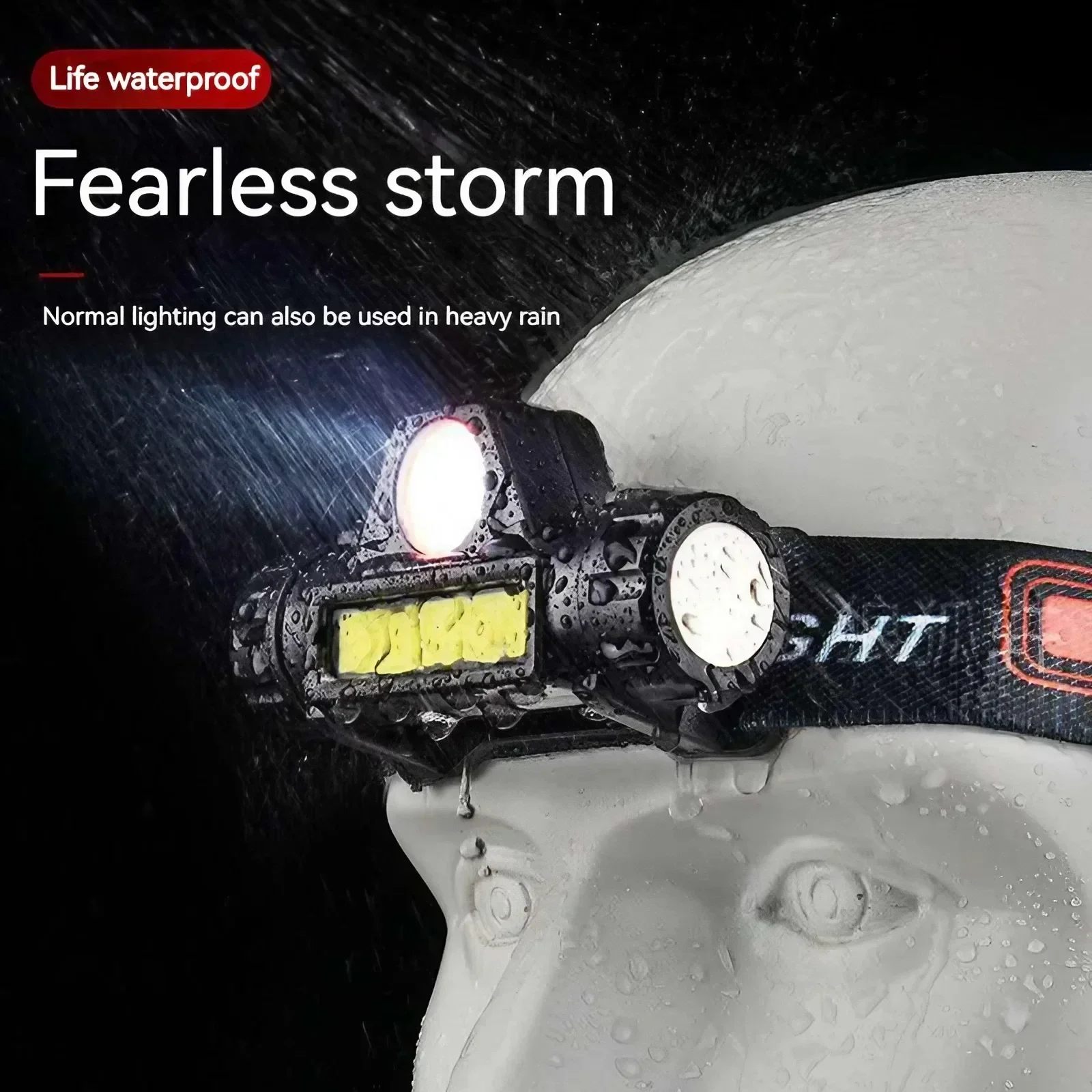 Lampada frontale a LED con ricarica USB ad alta luminosità Lampada da lavoro magnetica Doppia sorgente luminosa COB Pesca notturna all'aperto