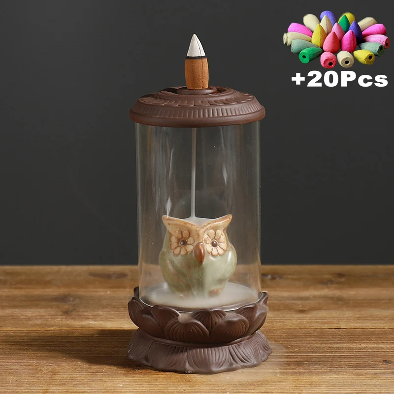 Angel Ceramic Ornament Windproof Owl Backflow Incense Zen Home Indoor Aromatherapy Stove Cones