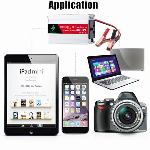 Imagen 2 del producto Inversores de coche de 300W, 12v, 220v, Sinus puro, 12V a AC220V, enchufe Universal, inversor Solar, pantalla de luz LED, inversores de coche de 50Hz