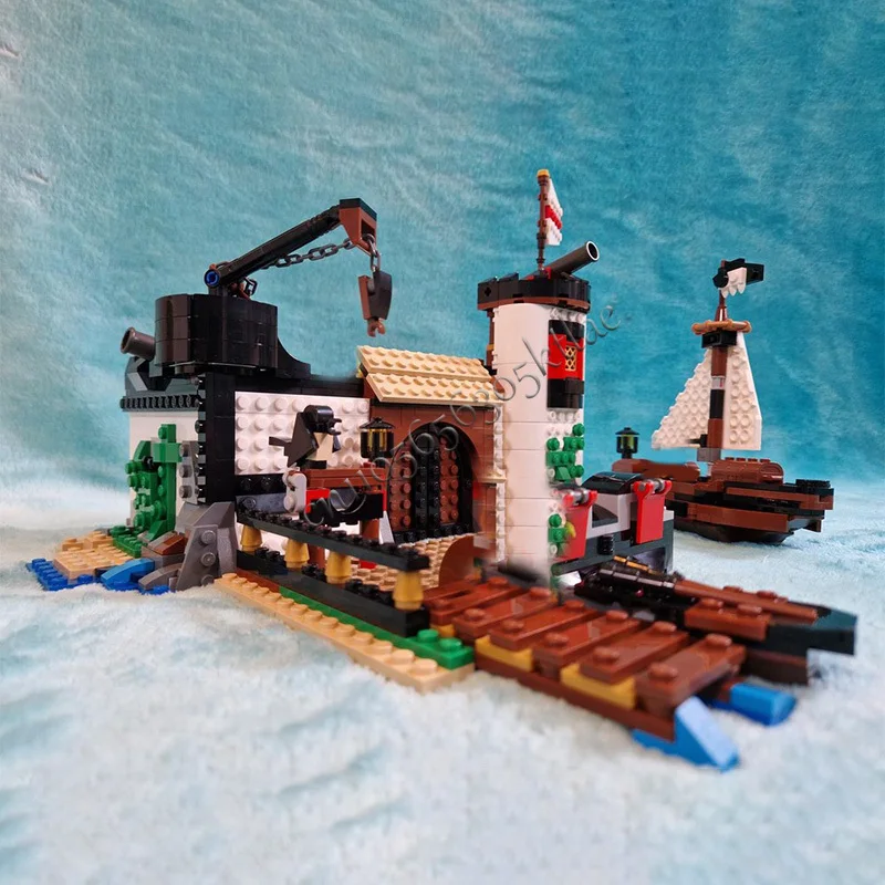 987 قطعة منزل شارع القلعة الأطباق المزروعة المراكب الشراعية MOC تخصيص وحدات بنة التعليمية لتقوم بها بنفسك لعبة عيد الميلاد هدية