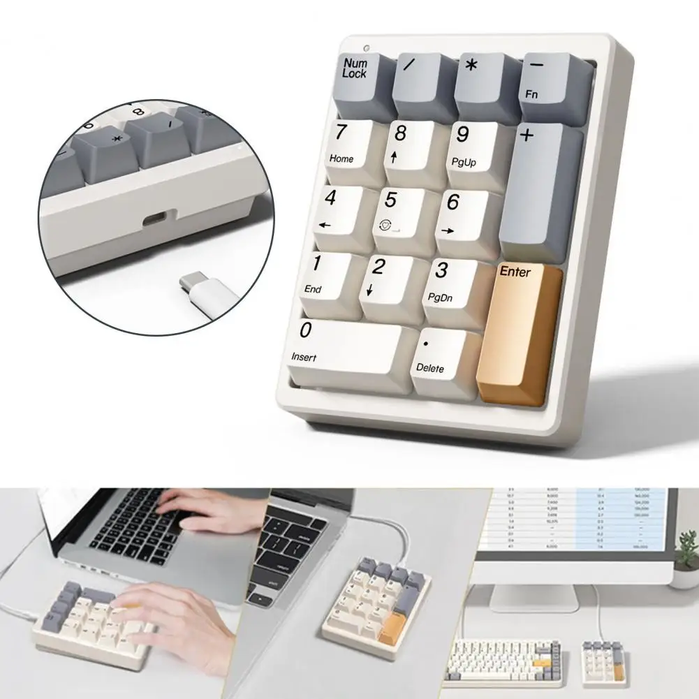 Dye-sublimation Keycaps Keyboard Usb Wired Mechanical Number Pad 17-key Numeric Keypad Mini Desktop Numpad for Laptop Pc