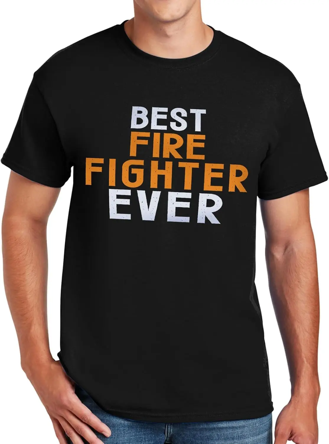 e4Hats.com Best Firefighter Ever Graphic Design Men's Big Size Cotton Polyester DryBlend T-Shirt