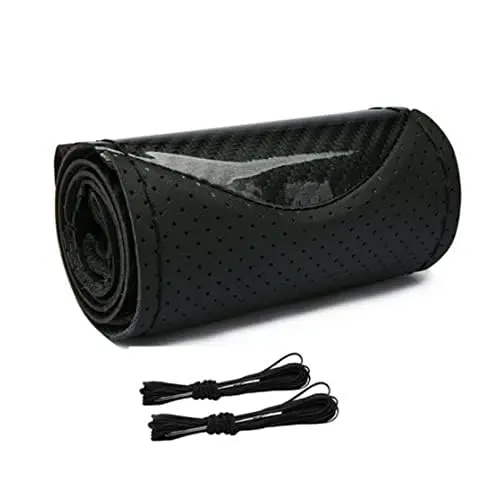 

DIY Hand Sewing 38cm Car Steering Wheel Cover Gloss Carbon Fiber Look + Black PU