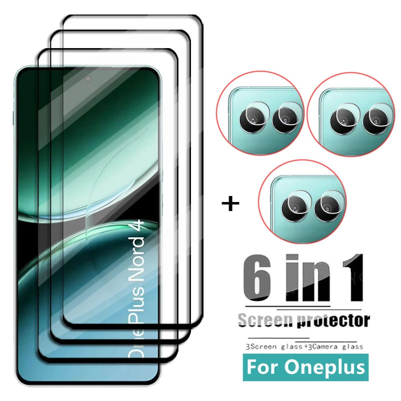 

6in1 For Oneplus Nord 4 Full Cover Tempered Glass Oneplus Nord 4 Screen Protector 9H Protective Phone Lens Film Oneplus Nord 4