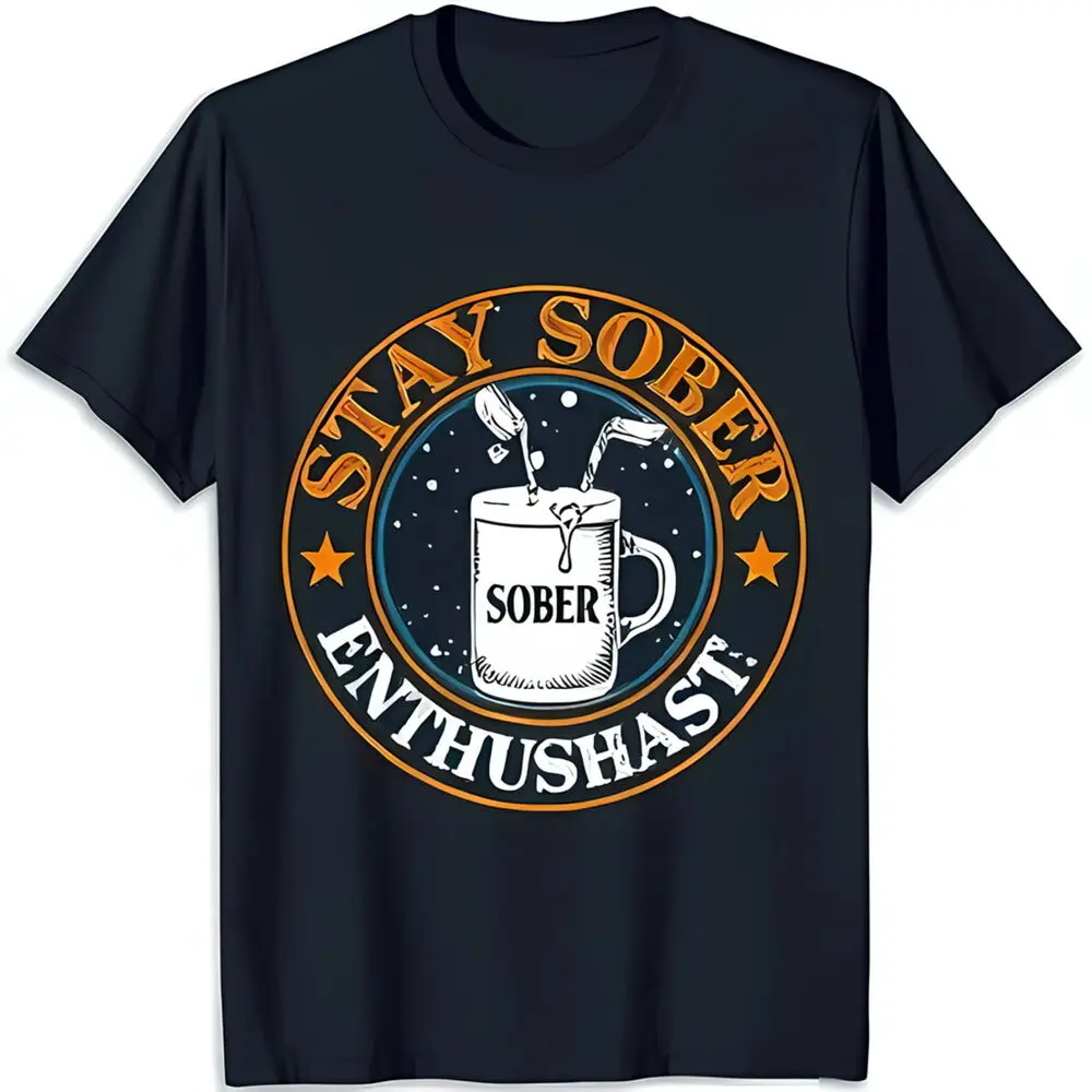 

Stay Sober Black T-Shirt with Bold Circle Graphic