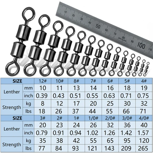Imagen 2 del producto Giratorio de pesca rodante de doble articulación, 15 ~ 60 uds., giratorios de pesca de agua salada de acero inoxidable, conector de anillo de ocho caracteres de alta velocidad
