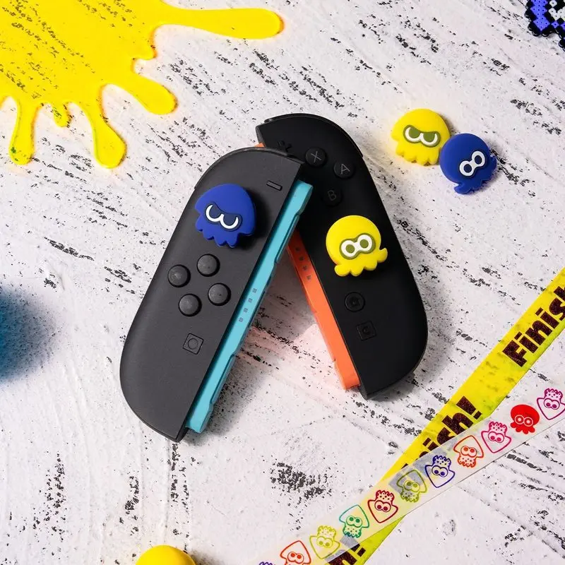 Thumb Grip Caps Splatoon Squid Glow In Dark Silicone Thumbstick Protective Cover Compatible For Switch 2 Ps5 Pro Xbox - view 4
