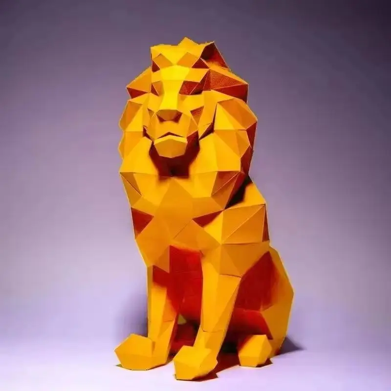 45cm 사자 종이 모형 홈 데코 복도 장식품 방 장식 종이공예 3D DIY 수제 창의적 장난감 저폴리 조각