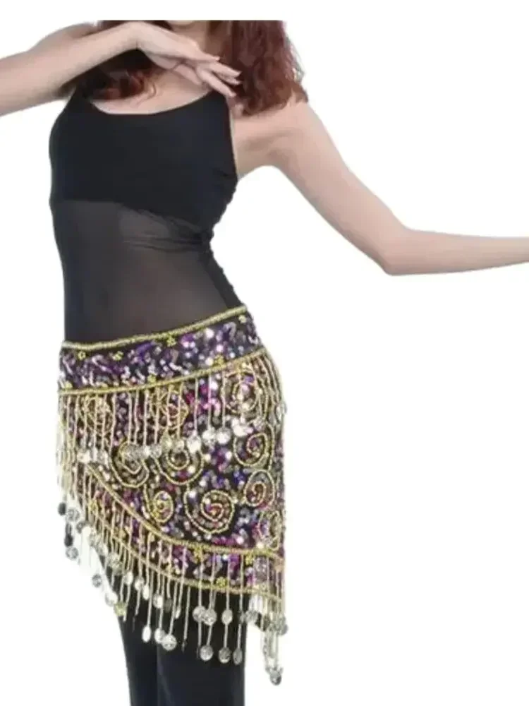 1pcs/lot woman belly dancing 150 coins waistchain sequined dancing belt free size