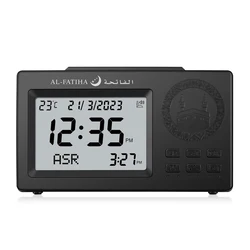 Reloj de mesa musulmán con alarma Adhan para todas las ciudades, hora islámica Azan para oración con dirección Qiblah, temperatura y calendario Hijir