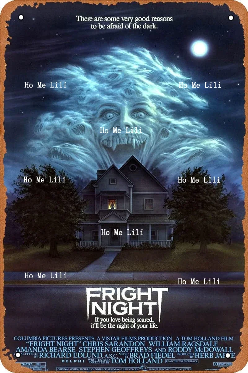 Fright Night 1985 Movie Poster Horror Tin Sign Vintage Style Wall Plaque Decoration