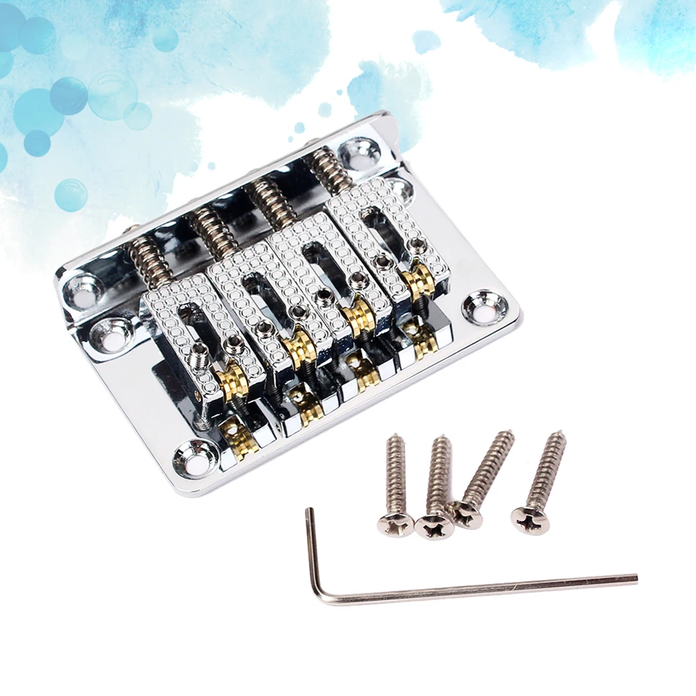 

GA901 Metal 4 String Bass Bridge Vintage Style Bridge for Guitar with 4 Screws and Bridge and Wrench (Silver)