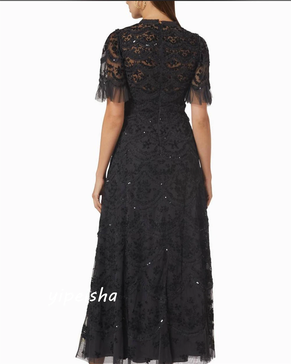 Jiayigong Lace Ruched Wedding Party A-line O-Neck Bespoke Occasion Gown Midi Dresses Saudi Arabia