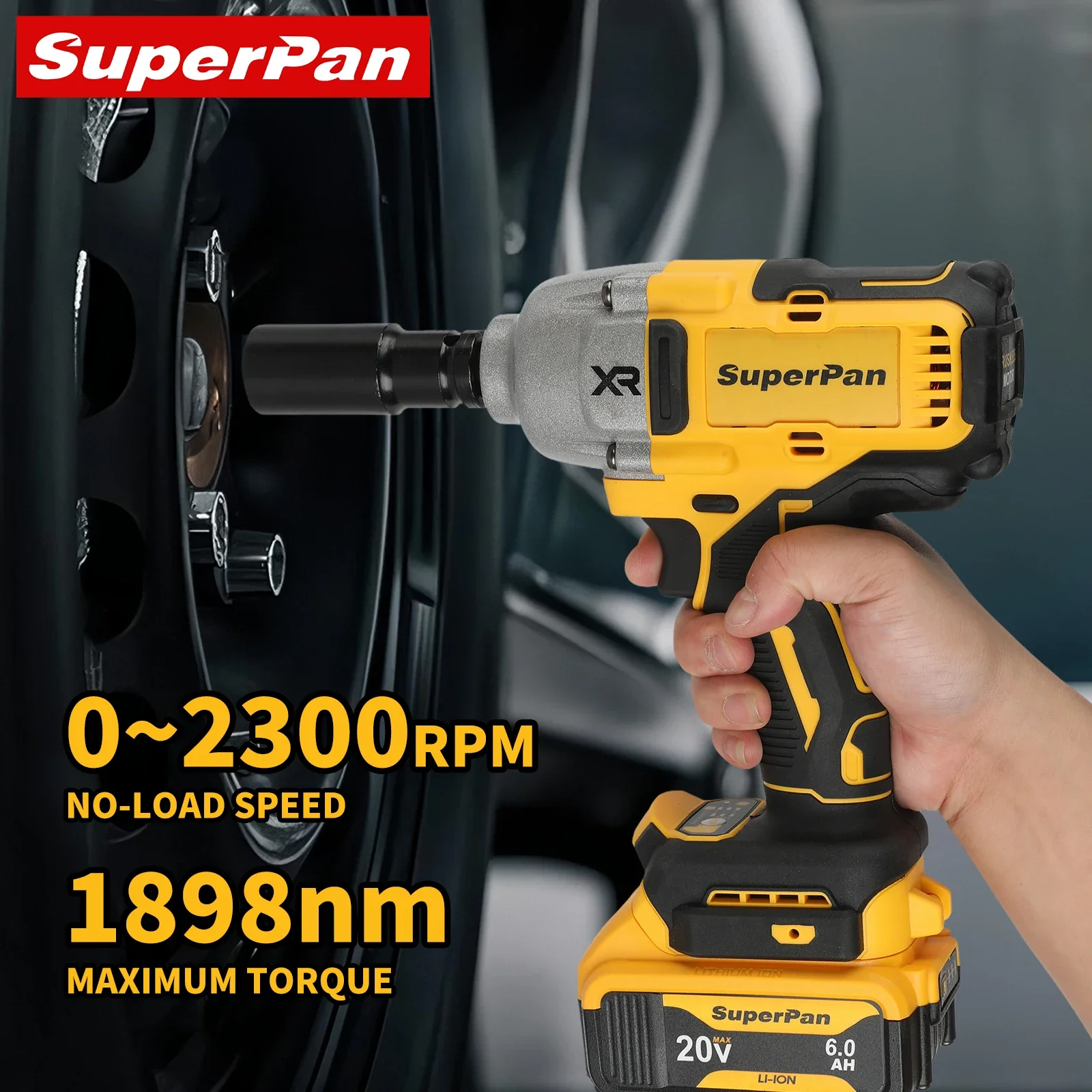 Superpan 1/2 herramientas eléctricas de batería Universal llave de impacto DCF900 20v llave de impacto inalámbrica, pistola de impacto sin escobillas de alto torque