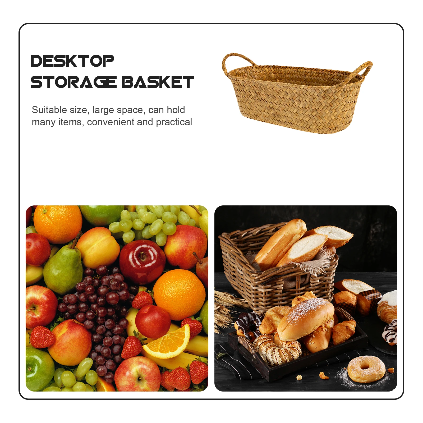 

Selected Mat Grass Storage Basket Household Woven Sundries Container Large Space Practical Multipurpose Straw Table Basket