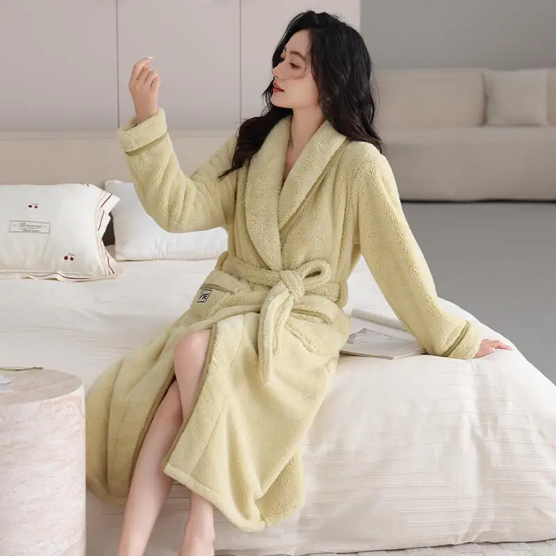 

Girl's Thick Warm Bathrobe Pajama Set Comfortable Sleepwear Winter Robe Flannel Fleece for Women Home Loungewear Cozy Soft Cute