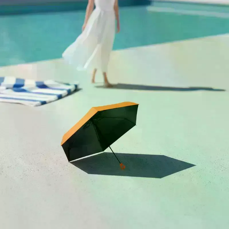 Combattre la chaleur estivale! Mini parapluie anti-UV, ultraléger, pliable en 6 sections, pare-soleil portable et parasol coupe-vent à séchage rapide