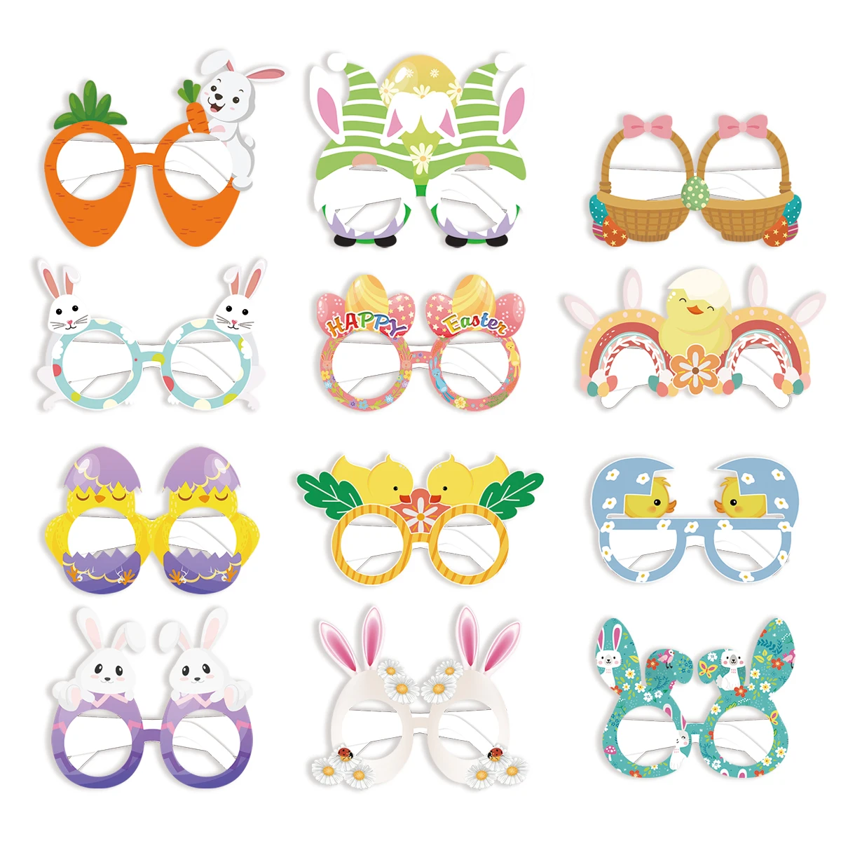 

1set Easter Decoration Bunny Glasses Easter Egg Rabbit Bunny Glasses Photo Booth Prop Happy Party Favors Supplies Kids Gifts