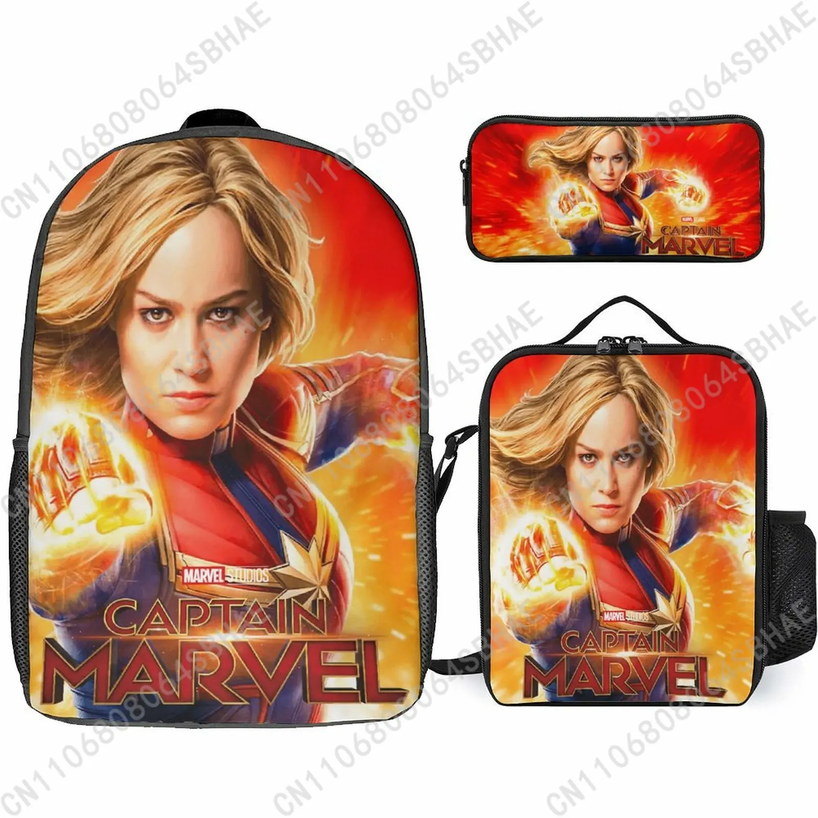 

Школьный рюкзак Marvel Captain Marvel для подростков, учащихся средней и старшей школы, 3 шт., сумка для книг, сумка для обеда, сумка для карандашей, косплей