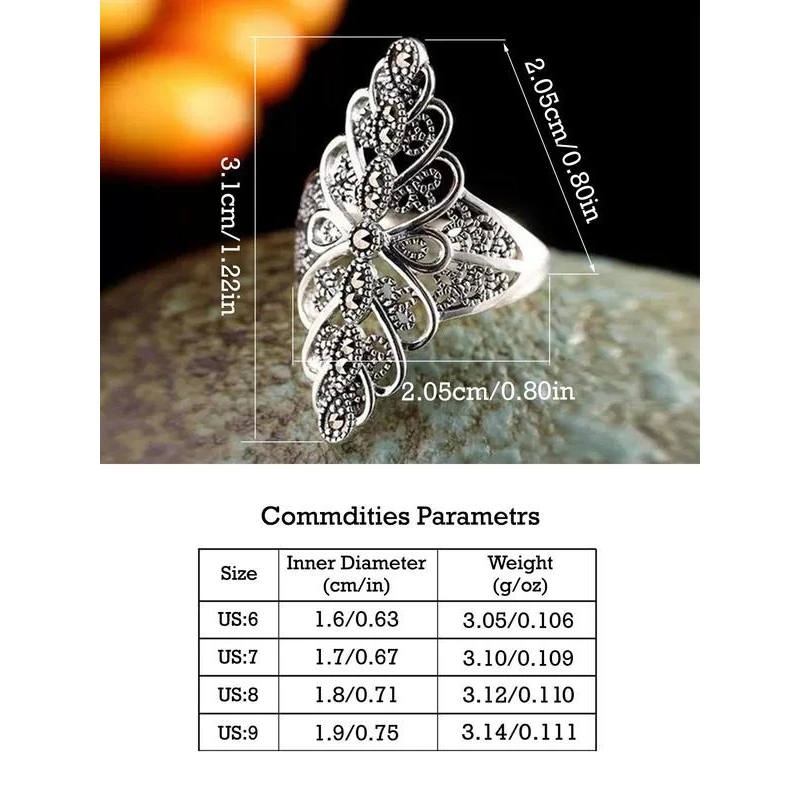 S925 Silver Hollow Out Design Ring Fashion Vintage for Women Trendy All-match & Exquisite Jewelry for Birthday Gift