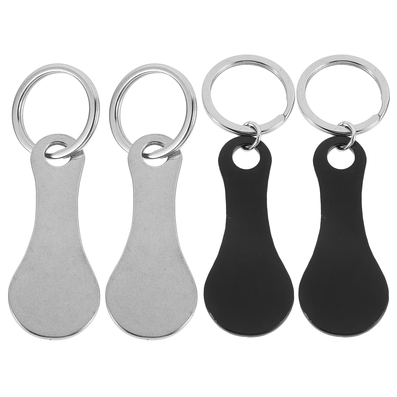 

4 Pcs Cart Token Portable Trolley Tokens Shopping Pinch-free Key Ring Pendant Stainless Steel Supplies Handheld Small