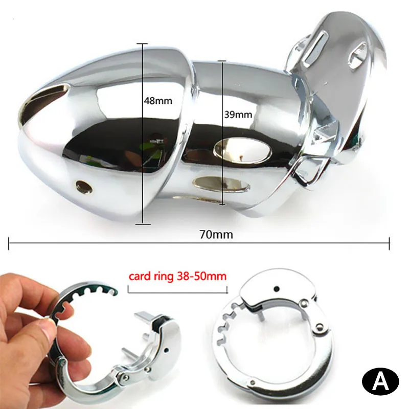 Adjustable Card Ring Metal Chastity Cage Penis Cover Male Chastity Device Cock Lock Bird Bondage Cbt Sex Toys For Men CB6000 view 2