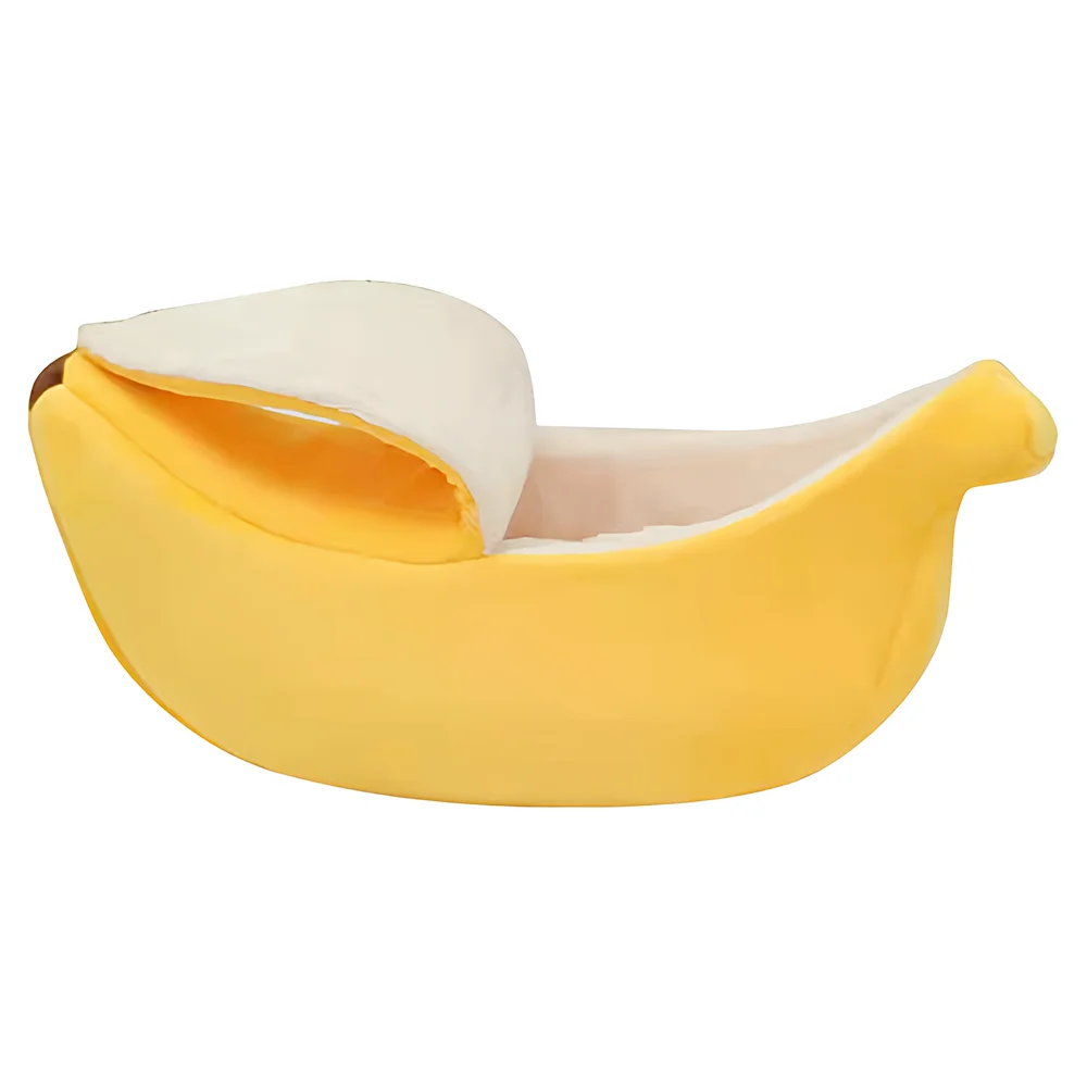 Pet Banana Style Covered Bed, Winter Summer No-Pillow Cat Dog Bed, 4-Season Dog Sleeping Nest, 1PC view 3