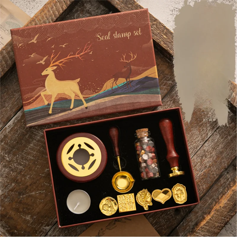 High Quality Wax Sealing Stamp Set Widely Used Practical Exquisite Sealing Stamp Kit Rust Prevention Retro with Replaceable Head