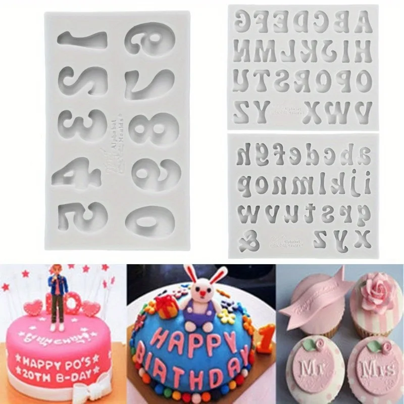 Silicone Alphabet and Number Molds for  Fondant DIY Baking Ideal for Holidays Like Christmas Uppercase and Lowercase Letters