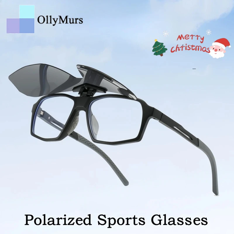 

OLLYMURS поляризационные велосипедные спортивные очки в оправе для мужчин и женщин, модные трендовые TR90, откидная крышка, оптические солнцезащитные очки по рецепту