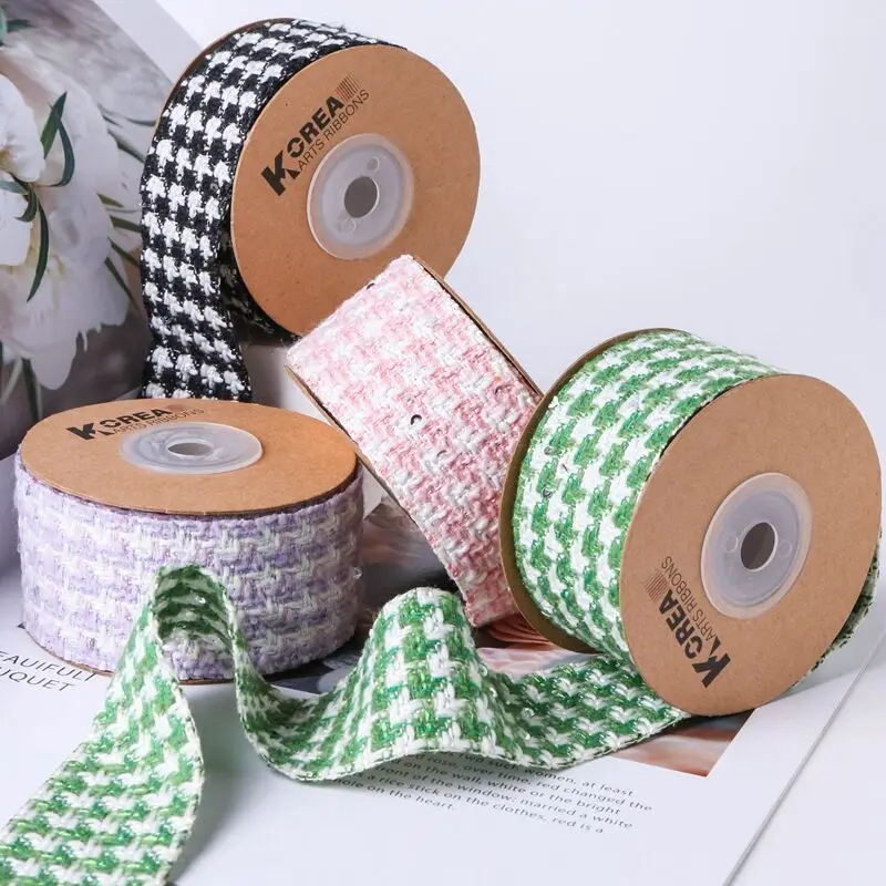 9 Yards 25mm40mm Sweet Plaid Ribbon Handcrafted Materials Headwear Hair Bows Clothing Shoes Hats Home Decoration Sewing