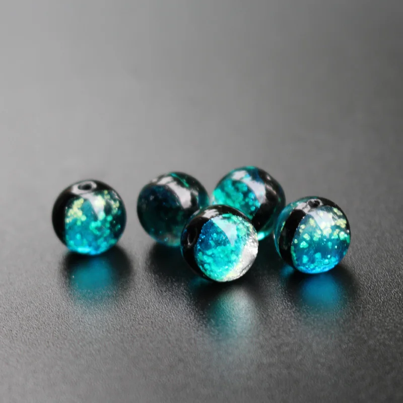 10pcs/Lot 8mm 10mm 12mm Lampwork Glass Beads Luminous Lampwork Beads Ocean blue Color  for jewelry  Making