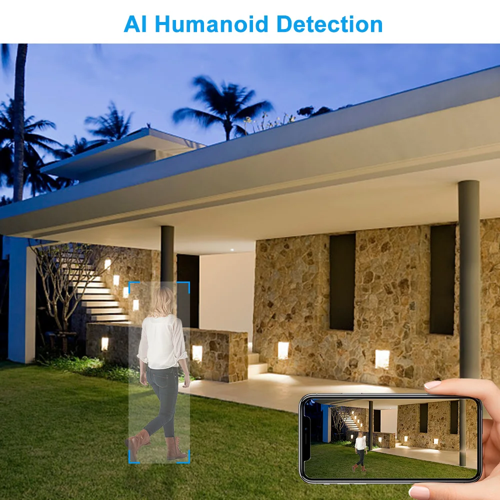 Anpviz-Système de caméra de sécurité 8CH PoE, avec détection humaine/véhicule, 4 pièces, 6MP, IP, kit de vidéosurveillance