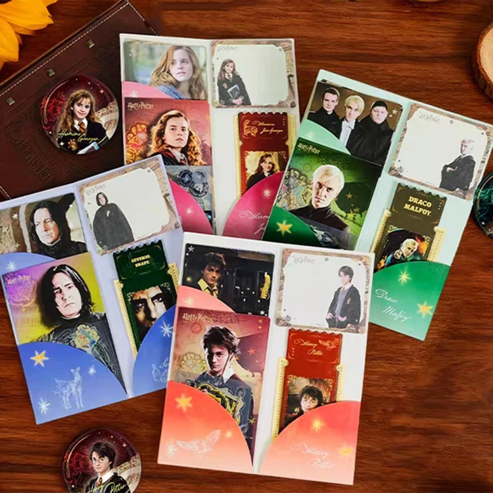 Juego de porta billetes conmemorativos de Harry Potter auténtico, postales con tema de Hogwarts, pegatinas, marcapáginas, notas adhesivas, regalos para niñas
