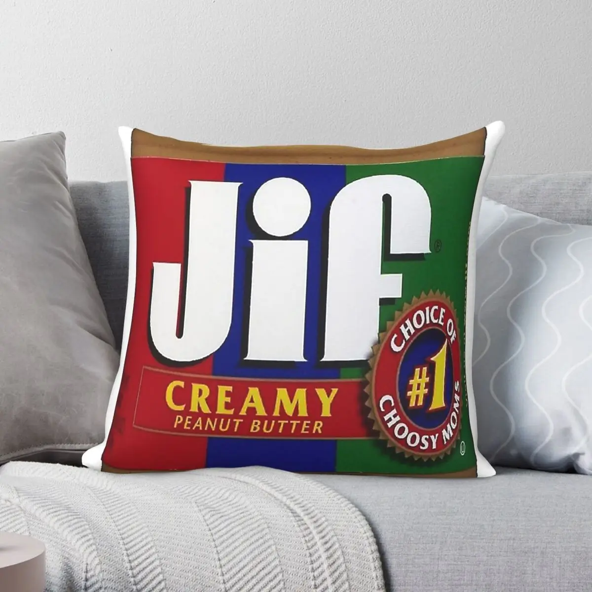 Jif Peanut Butter Extra Creamy Square Pillowcase Polyester Linen Velvet Pattern Decorative Pillow Case Bed Cushion Cover 45x45