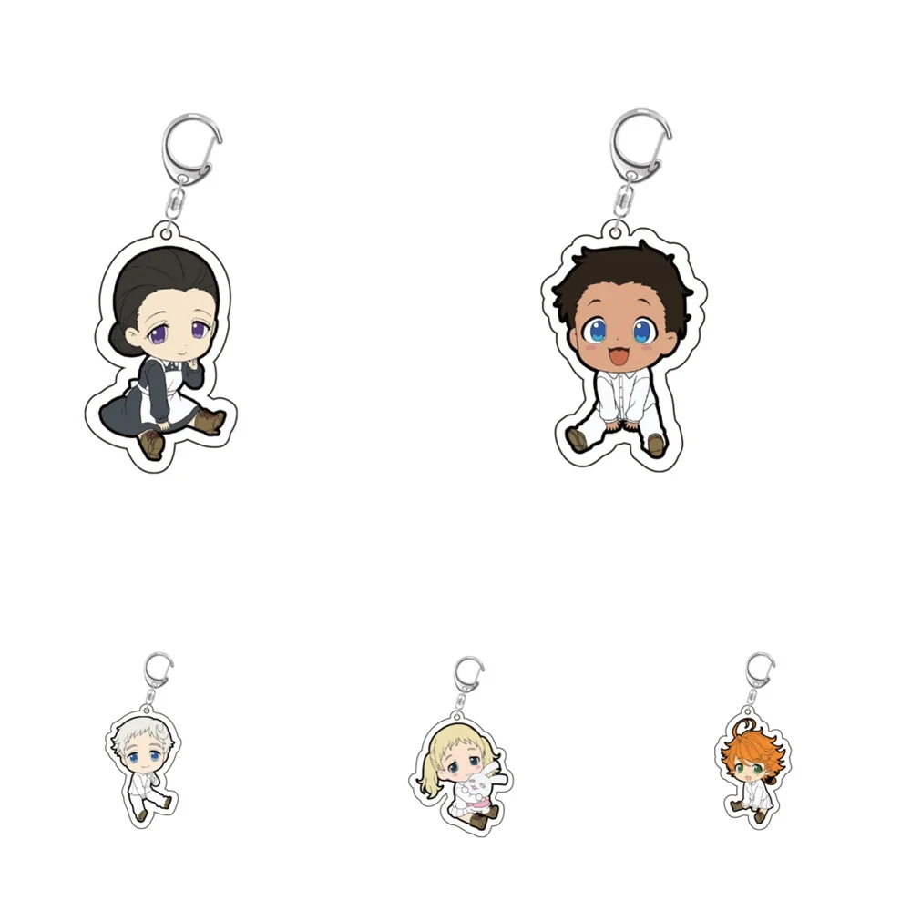 LLavero acrílico de 6CM de Anime The Promised Neverland, modelo de personajes de Cosplay, accesorios de adorno, buenos regalos de navidad