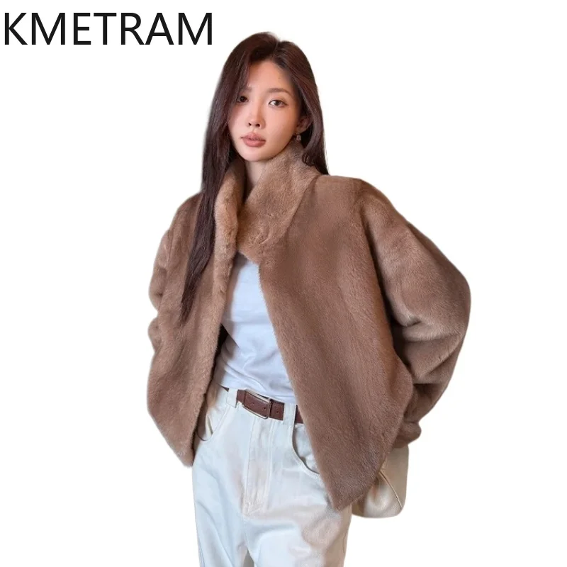 เสื้อแจ็คเก็ตขนมิงค์แท้ 100% สำหรับผู้หญิง เสื้อโค้ทขนสัตว์แท้คุณภาพสูง ปกตั้ง หรูหรา เสื้อผ้าฤดูหนาวสำหรับผู้หญิง แจ็คเก็ตขนเฟอร์ 2025 шуба