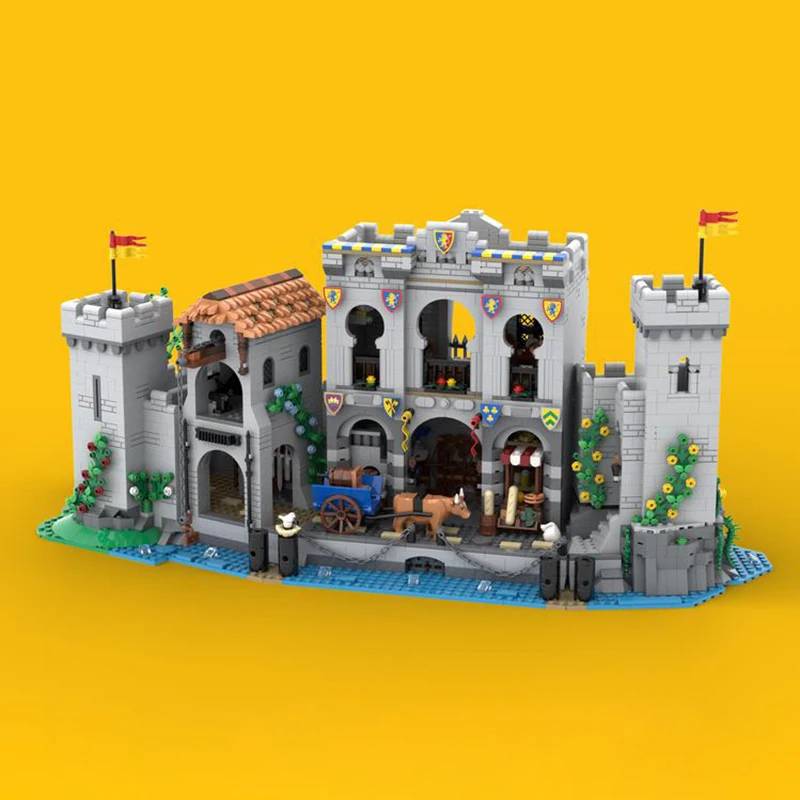 3564PCS Medieval Castle MOC Fortified Port Model Building Blocks Lion Knights' Castle Alternative Build DIY Toys Birthday Gifts