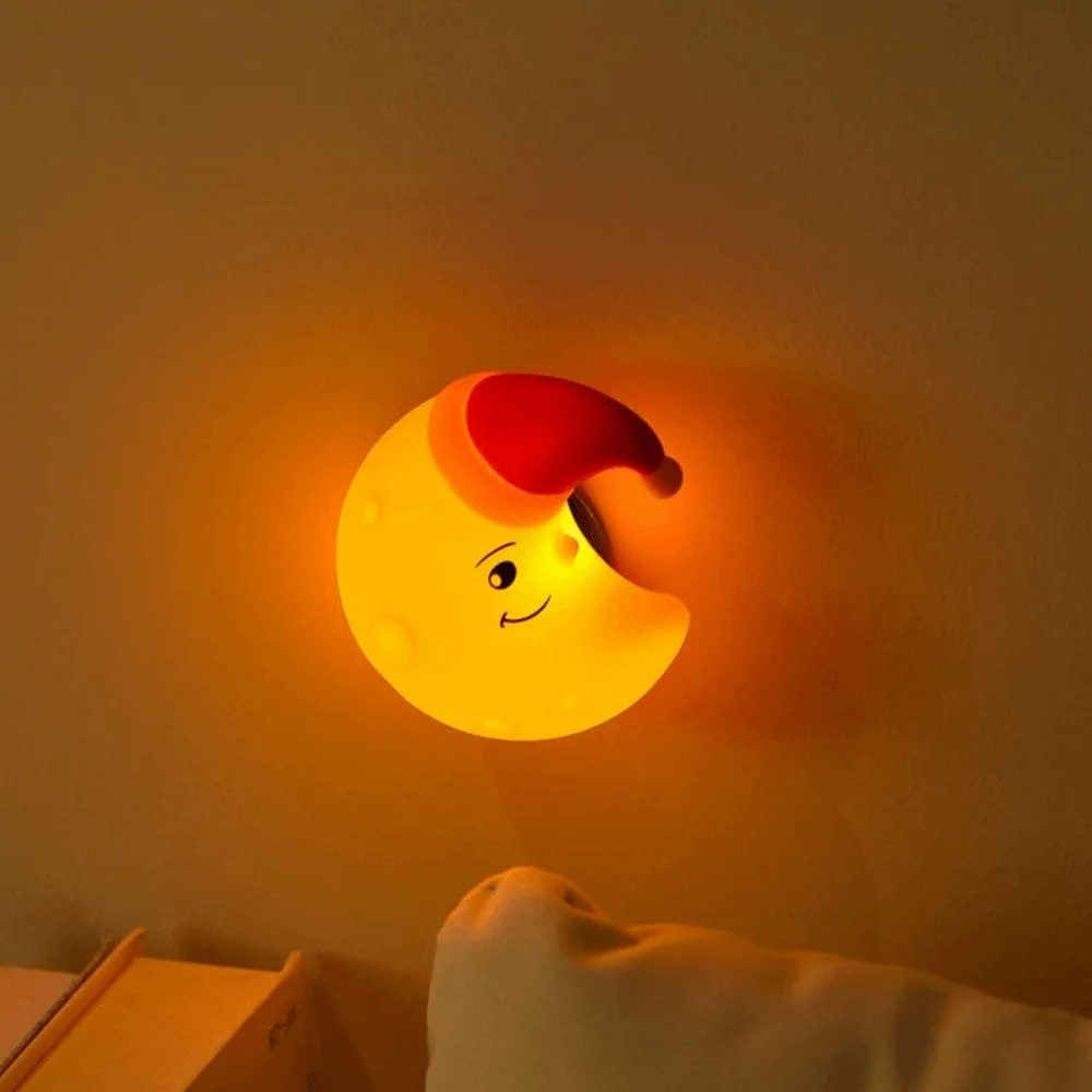 

Cartoon Moon Silicone Wall Lamp Silicone Rechargeable LED Star Night Light Creative Adjustable Brightness